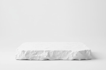  White stone slab, 3D background, abstract empty product display platform, empty stone stage on concrete pedestal with natural marble background. Photo.