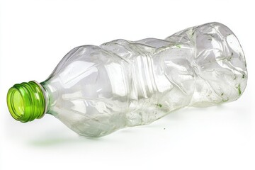Crushed plastic bottle isolated. photo.