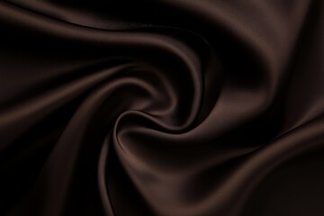 Black dark chocolate brown background. Silk satin fabric. Luxury elegant beauty premium rich. Shiny glitter shimmer silky. Drapery fold crease. Christmas birthday Valentine romance festival. 