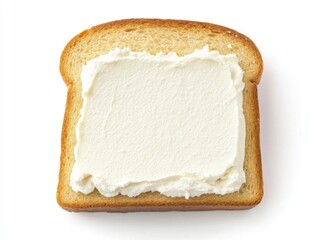 Slice of bread with cream cheese isolated on white background. photo.