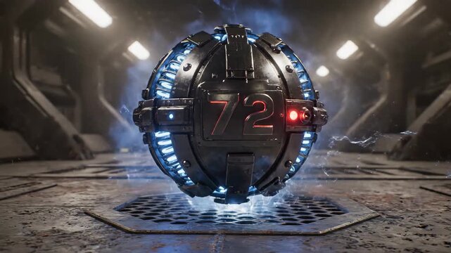 A detailed conceptual rendering of an advanced futuristic power core, radiating enigmatic blue energy within a shadowy, high-tech industrial setting