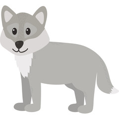 Pixelated Gray Wolf Standing Proudly Outdoors With a White Fluffy Chest and Tail Against a Transparent Background
