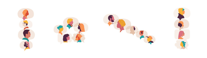 People in chat bubbles collection.