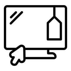 Monitor from stock line icon, cyber monday concept. Vector graphics. Display with price tag and mouse pointer, tech sign on white background, style icon mobile or web design.