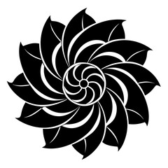 Spirabloom vector clean black silhouette design white background