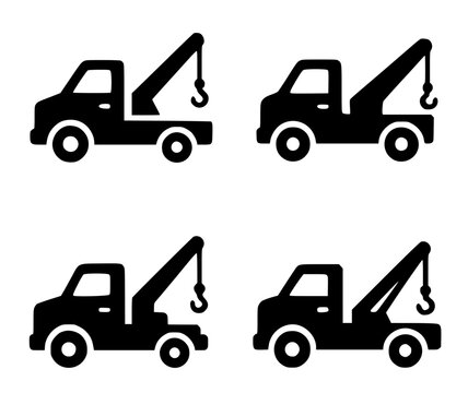 Illustration of 4 Tow Truks, Silhouette Version