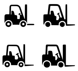 Illustration of 4 Forklifts, Silhouette Version