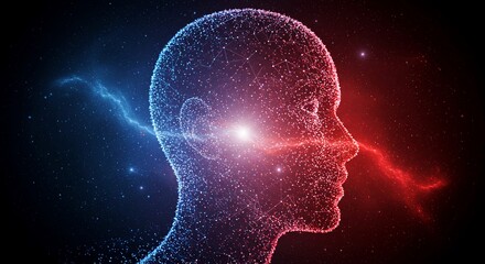 human head with binary code