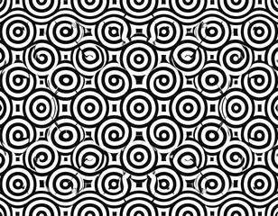 Fototapeta premium A black and white patterned design with swirling, concentric circular forms