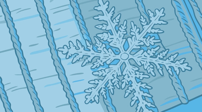 Stylized snowflake illustration with intricate six-sided branching pattern, winter theme
