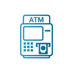 Fototapeta premium Blue ATM Machine Icon Vector – Minimalist Banking Silhouette for UI & Branding