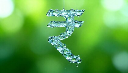 Green economy and sustainable finance concept with a liquid rupee symbol