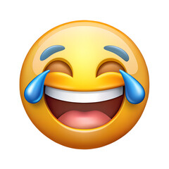 Obraz premium Emoji of a face with tears of joy, isolated on transparent background, conveying laughter, amusement, and lightheartedness in digital communication