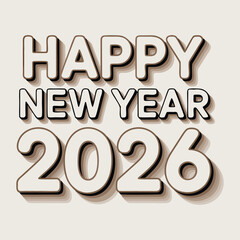 Happy new year 2026 text design with a retro aesthetic style