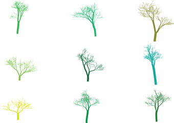 A vibrant set of vector green trees and plants