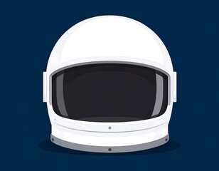 White astronaut helmet with black visor, blue background