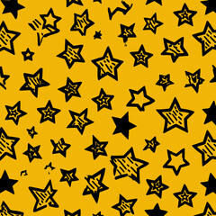 Yellow stars in flat outline and glyph setting in series.
