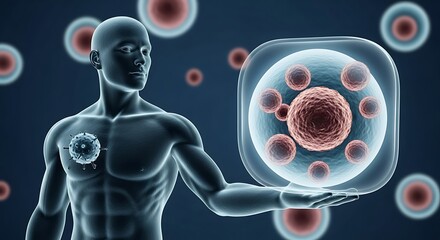 Human Body and Cell Illustration - Science and Medicine Concept.