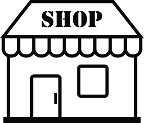 Minimalist Black and White Shop Icon Set, Vector Line Art Design, Modern Shop & Store Icons Collection, Clean Vector Outline Style