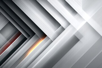 Obraz premium Geometric Abstraction in Metallic Tones: An abstract composition, featuring overlapping geometric shapes in shades of grey and silver with a touch of red. creating a dynamic, modern aesthetic.