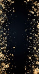 Abstract Black Background with Golden Bubbles.