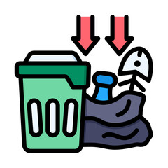 Modern Filled Line Style Waste Segregation and Disposal Garbage Management Icon
