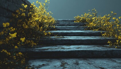 Old Stone Steps Covered in Vines.