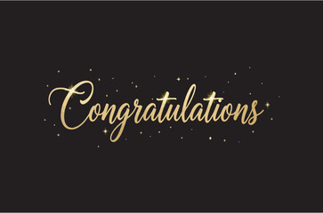 Elegant gold script text Congratulations luxury greeting card banner on black background