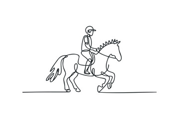 Fototapeta premium Equestrian Rider in Single Line Drawing Style