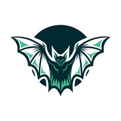 Teal Tribal Bat Vector Illustration