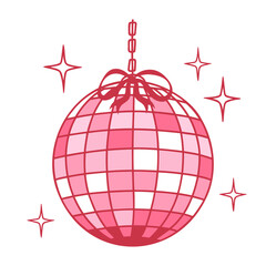 Sparkling pink disco ball party icon