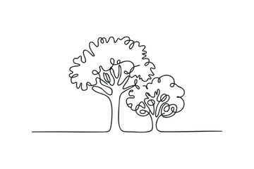 Obraz premium Minimalist continuous line drawing of two trees