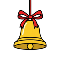 Find the best christmas bell with red ribbon clip art vector illustration for holiday season decor ideas on transparent background