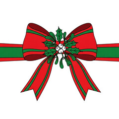 Christmas bow with holly berries vector illustration holiday decoration design element clip art festive ribbon on transparent background