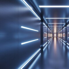 Futuristic Sci-Fi Tunnel with Neon Lights and Reflective Surfaces.