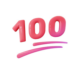 3d 100 emoji red Hundred Points symbol icon illustration