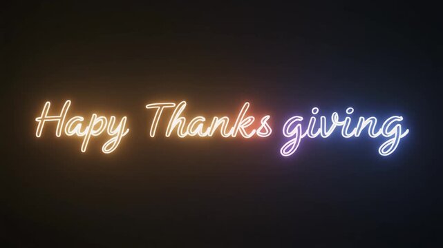 Happy Thanksgiving Neon Sign - A Bright and Festive Greeting for the Holiday Season - Powered by Adobe