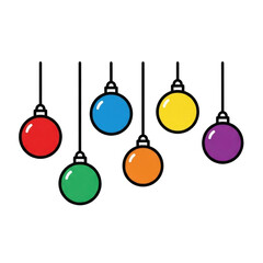Christmas ornaments vector colorful christmas balls decorations hanging christmas holiday season festive fun on transparent background