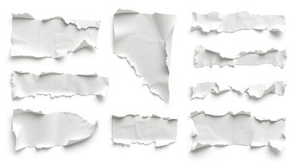 ripped element set of torn paper edges isolated with clipping path on background. torn paper texture, ripped of paper designs set  