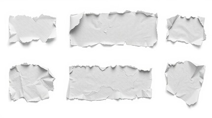 ripped element set of torn paper edges isolated with clipping path on background. torn paper texture, ripped of paper designs set  