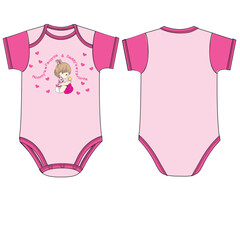 cute kids baby girls   bodysuit print vector