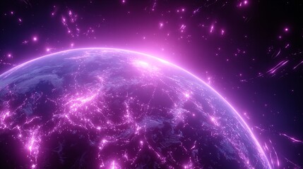 Obraz premium A Striking Purple Planet Illuminates the Cosmos with Shining, Energetic Light.