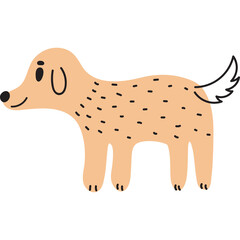 Simple Cartoon Golden Retriever Dog Standing Facing Left With Black Speckles All Over Its Body On A Transparent Background