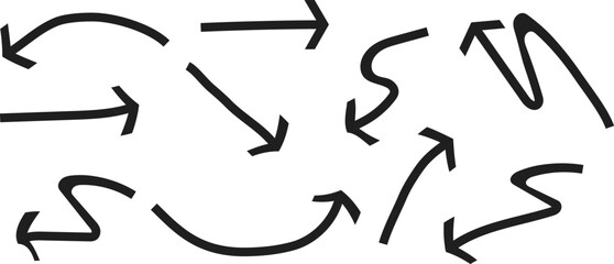 Collection of handdrawn black arrows in various styles