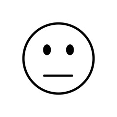 A simple neutral face emoji icon with clean lines and balanced expression, representing calm or indifferent emotion. Perfect for chat app, stickers, and modern digital communication project.