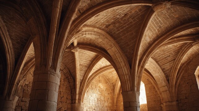 In Valderrobles Aragon intricate Gothic arches shimmer in warm light reflecting centuries of artistry and medieval heritage