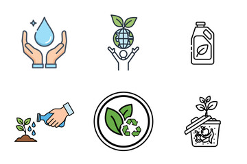 Environmental Protection, Recycling, and Sustainability Eco-Friendly Vector Icons Set