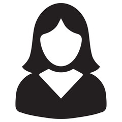 Female avatar icon silhouette for profile, woman icon, generic profile symbol