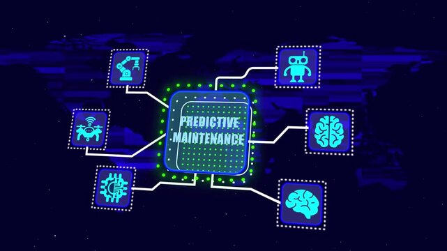 Predictive Maintenance. Business, Technology, Internet and Network Concept. Data Monitoring and Smart Engineering.