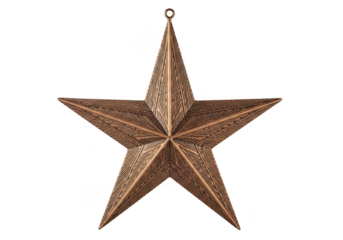 A rustic bronze texas star decoration isolated on transparent background